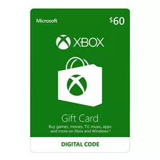 Xbox One Y 360 Live Store 60 Usd Codigo Digital Para Juegos