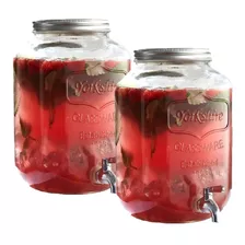 2 Pack Mason Jar Dispensador Bebidas 8 Lt Vitrolero Agua