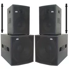 Kit Caixa Amplificada Ativo 12 Ti Sub 18 Compact 2600w 4 Cxs