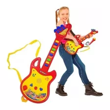 Guitarra Infantil Criança C Microfone P Cantar C Som E Luz