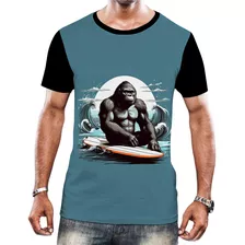 Camiseta Camisa Tshirt Surf Gorila Surfista Praia Onda Mar 2