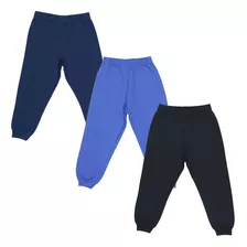 Kit 3 Calça Flanelada Infantil Moletom Inverno Lisa Atacado