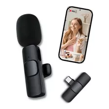 Microfone Lapela S/ Fio K9 iPhone Kit 2 Microfones Wireless Cor Preto