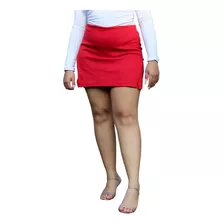 Short Saia Com 2 Fendas Tecido Bengaline Plus Size- Vermelho