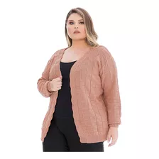 Cardigans Feminino Casaco Tricô Plus Size Quadriculado - 056