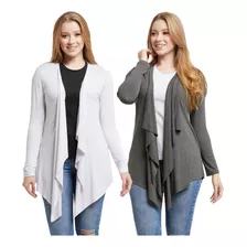 Kit 02 Cardigans Feminino Casaco Plus Size Bico Manga Longa