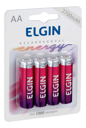 Pilha Aa Elgin Recargable Energy 82175 Cilíndrica  - 4 Kit