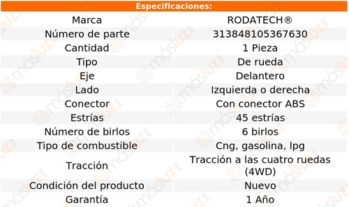 1- Maza Rueda Delantera Izq/der F-150 V6 3.7l 11/14 Rodatech Foto 5