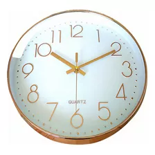 Reloj De Pared Silencioso, Moderno Y Grande De Cuarzo Color De La Estructura Oro Rosado Color Del Fondo Oro Rosado