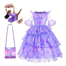 Vestido Infantil Saia Voil Isabela Madrigal Fantasia E Bolsa