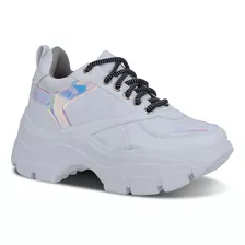 Tênis Sneaker Feminino Estilo Blogueira Linha Holográfica