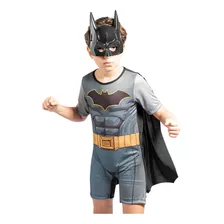 Fantasia Batman Macacão Curto Com Capa E Máscara Infantil