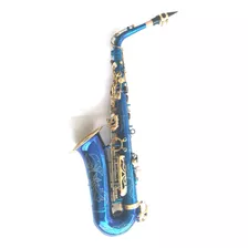 Saxofone Alto Mib Azul Com Douradas Halk Completo