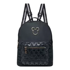 Bolsa Mochila Feminina Silhuetas Mickey - Original Disney Cor Preto