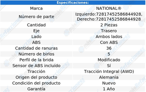 Par De Mazas Traseras Con Abs V50 De 2005 A 2010 National Foto 4