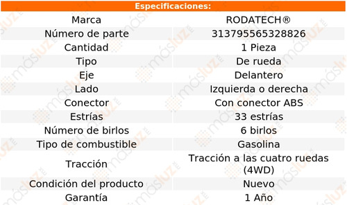 (1) Maza De Rueda Del Sierra 1500 V8 4.8l 99/06 Rodatech Foto 5