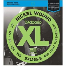 Daddario Exl165-5 Juego Cuerdas P/ Bajo De 5 Cuerdas 45-135