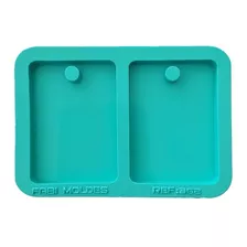 Molde Silicone Resina Retangulo Duplo Furo Chaveiro 5cm