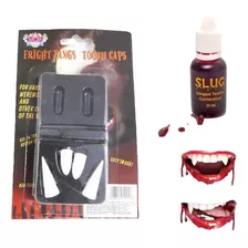 Presas De Vampiro Com Sangue Dentadura Falsa Cosplay