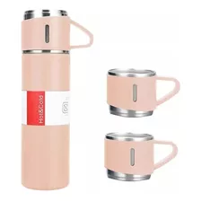 Set Termo Para Agua Caliente/fría + 3 Tazas 500 Ml Cafe Mate