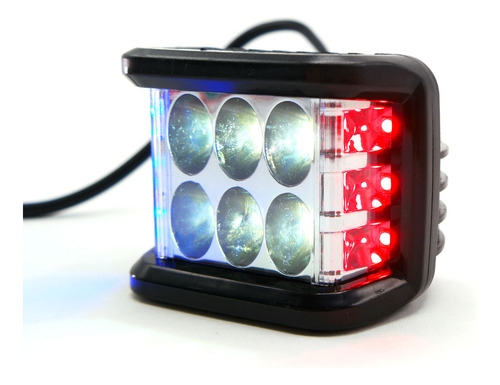 Faro Para Moto Rasen Cuadrado 6 Led Con Luz Alta, Baja Y Est Foto 5