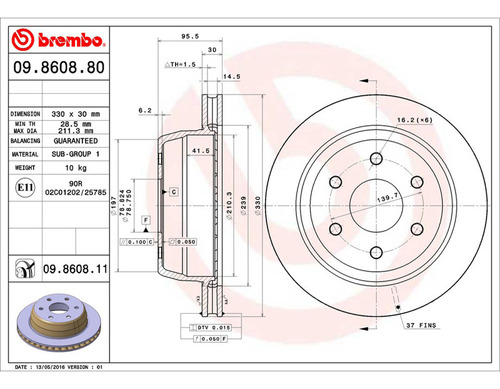 Par Discos Brembo Gmc Sierra 1500 Ht 2002 Trasero Foto 2