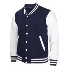 Chaqueta Tipo Universitaria Azul Marino Colegial Algodón 