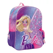 Mochila Barbie Fantasy Relieve 16 Wabro Color Violeta Diseño De La Tela Rosa