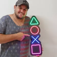 Luminoso Led Neon Logo Marca Playstation Gamer 15x51cm