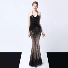 16673 Vestido De Fiesta De Noche Con Lentejuelas, Largo, Par