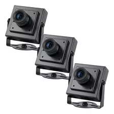 Kit 3 Mini Micro Camera Com Audio 2000 Linhas Mod 507 Cor Preto