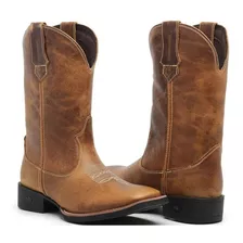 Bota Masculina Couro Texana Bico Quadrado Country Classic 