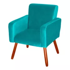 Kit Com 2 Poltronas Decorativas Larhome Estar Azul Tifani