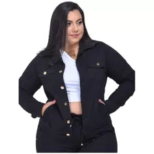 Jaqueta Jeans Curta Plus Size Feminina Com Elastano Premium