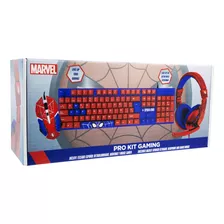 Gam745044-noc-esp Kit Gamer Spiderman 3 En 1 Tec/mou/audif  Color Rojo