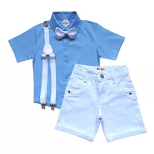 Roupa Social Camisa Manga Curta Azul Claro - Infantil Menino