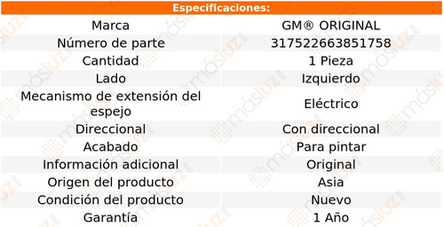 1- Espejo Izquierdo Elect Tracker 2021/2022 Gm Original Foto 2