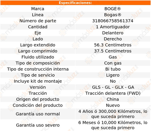 (1) Amortiguador Gas Der Del Swift L4 1.4l 12/15 Boge Bogas Foto 2