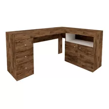 Escrivaninha Caemmun Job Canto Mdf, Mdp De 115cm X 75.5cm X 37.2cm X 153cm Jatoba/branco 