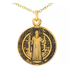 Medalla San Benito Dorada Doble Cara Incluye Cadena