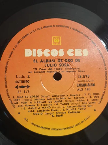 Julio Sosa - El Album De Oro De Julio Sosa El Varón Del Tango - vinilo 1966
