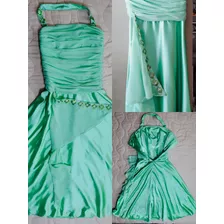 Vestido Largo De Gala Alta Costura Verde Manzana 