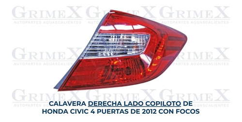 Calavera Honda Civic 4 Puertas 2012-12 Con Focos Foto 10