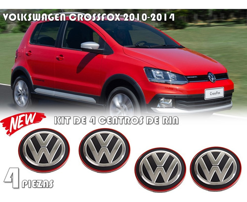  4 Centros De Rin Volkswagen Crossfox 10-14 Filo Rojo 56 Mm Foto 2