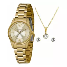 Relogio Lince Feminino Dourado 100% Original + Brinde