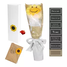 Flores Crochet Ramo De Girasol Hilo Con Caja Regalo Adornos