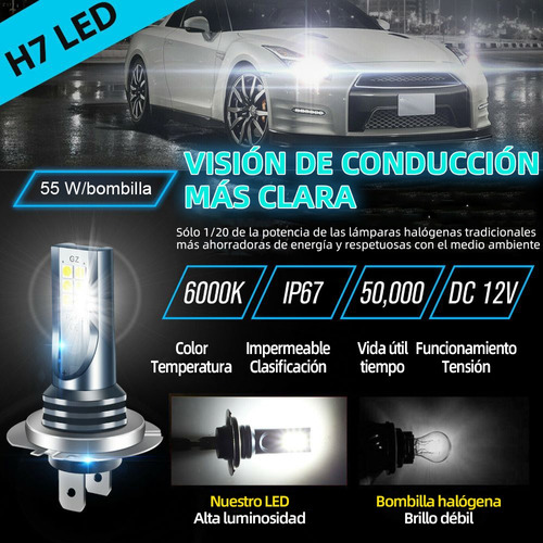 2pcs Kit De Luces Led De 4 Lados H7 110w 6000k Blanca Foto 4