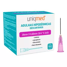 Agulha Hipodermica 24g 20x5,5 (24gx3/4) Cx/100 - Uniqmed