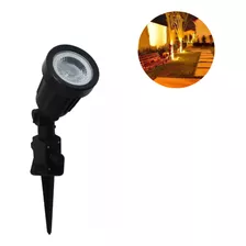 Refletor Led Opus Espeto De Jardim 5w Com Luz Âmbar E Carcaça Preto 110v/220v