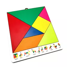 Brinquedo Educativo Tangram Colorido Em Madeira 20x18cm